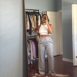 Silk + Wool Blend Plaid Pants